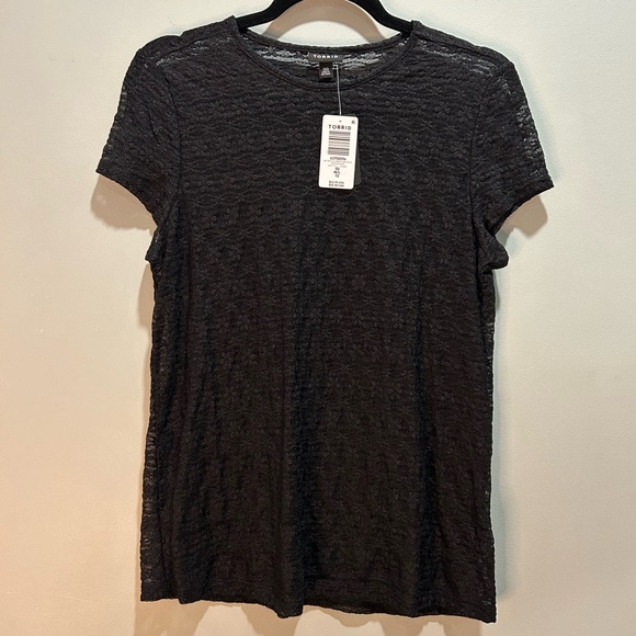 Torrid Black Sheer Fitted Crew Tee NWT 00 - Picture 5 of 14